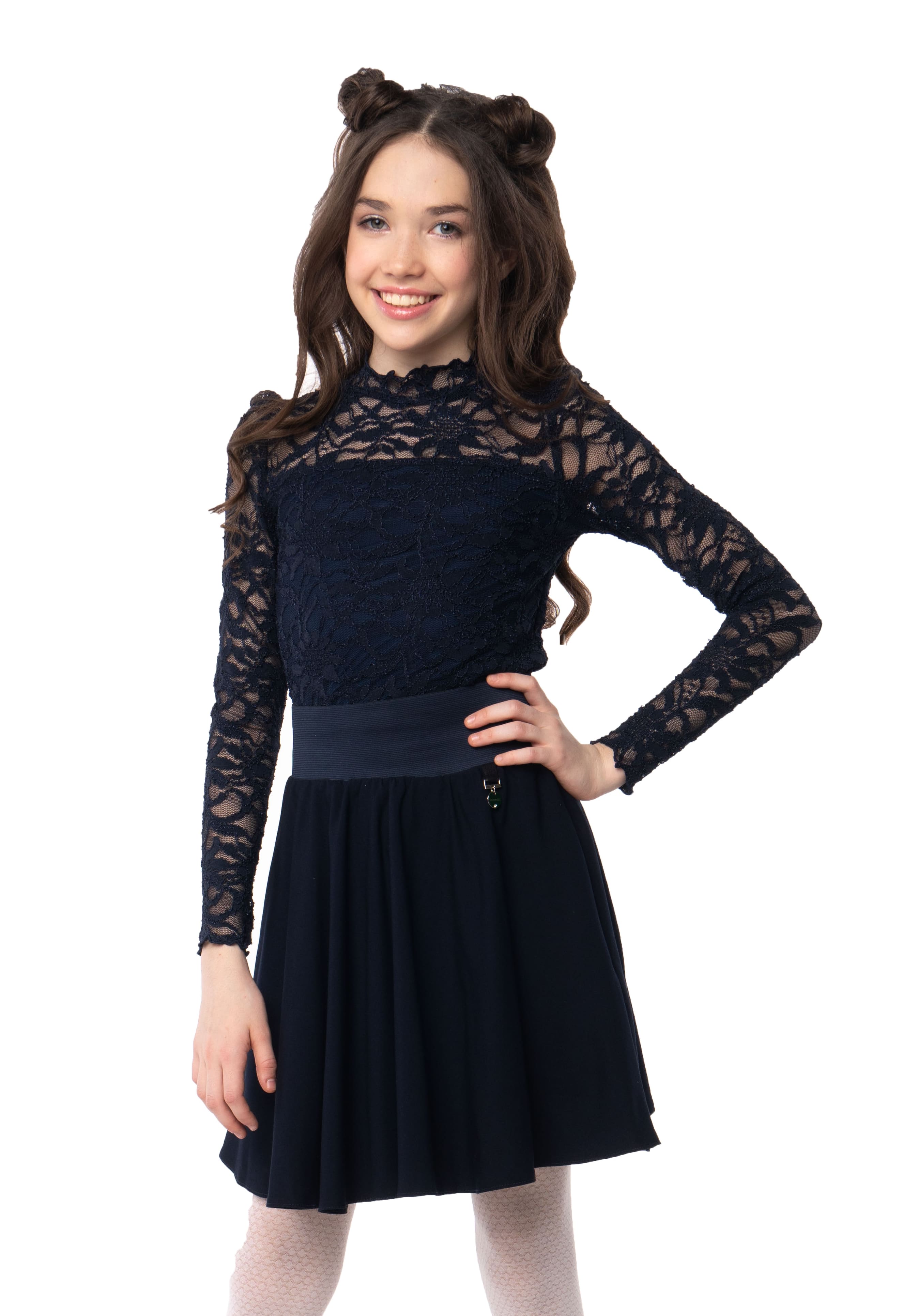 картинка Блузка темно-синяя кружевная Водол00015 от магазина ОЛМИ